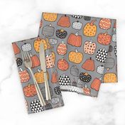 Geometric Pumpkin Fall Halloween in Black&White Orange on Grey