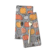 Geometric Pumpkin Fall Halloween in Black&White Orange on Grey