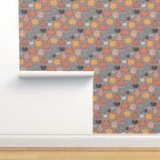 Geometric Pumpkin Fall Halloween in Black&White Orange on Grey