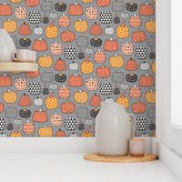 Geometric Pumpkin Fall Halloween in Black&White Orange on Grey