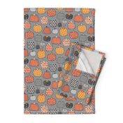 Geometric Pumpkin Fall Halloween in Black&White Orange on Grey