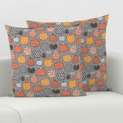 Geometric Pumpkin Fall Halloween in Black&White Orange on Grey