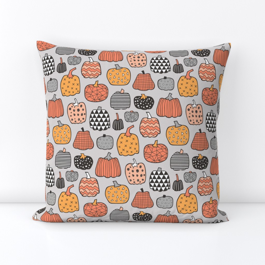 Geometric Pumpkin Fall Halloween in Black&White Orange on light grey