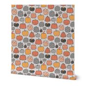 Geometric Pumpkin Fall Halloween in Black&White Orange on light grey