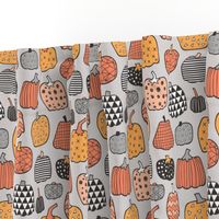 Geometric Pumpkin Fall Halloween in Black&White Orange on light grey