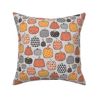 Geometric Pumpkin Fall Halloween in Black&White Orange on light grey