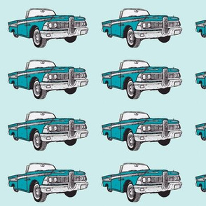 turquoise 1959 Edsel Corsair convertible with top down 