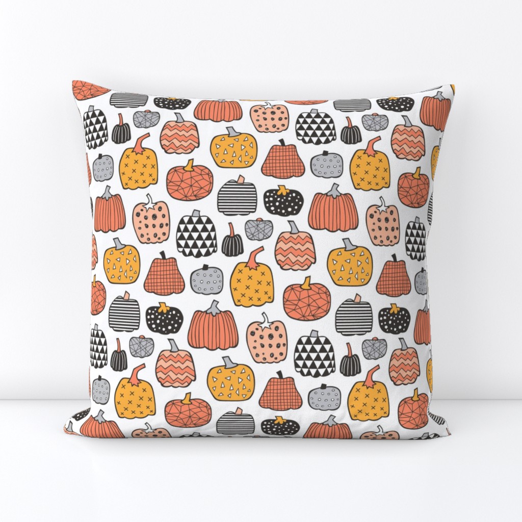 Geometric Pumpkin Fall Halloween in Black&White Orange on White