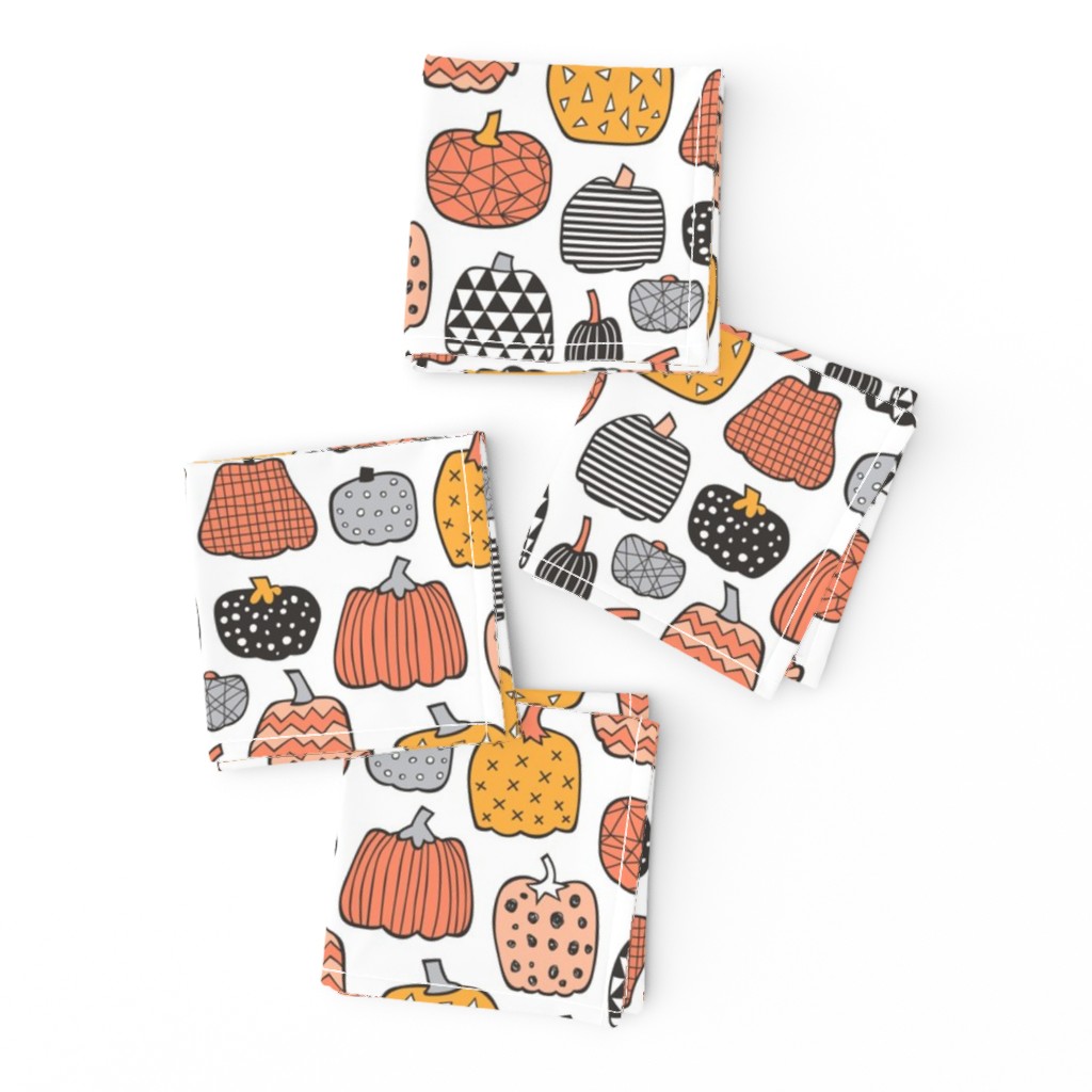 Geometric Pumpkin Fall Halloween in Black&White Orange on White