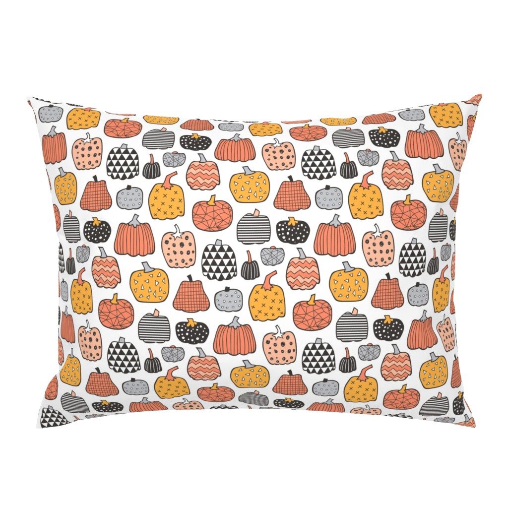 Geometric Pumpkin Fall Halloween in Black&White Orange on White