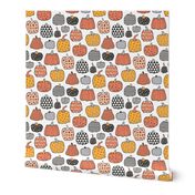 Geometric Pumpkin Fall Halloween in Black&White Orange on White