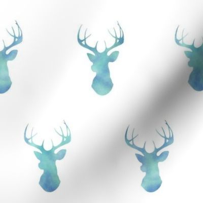 Watercolor Deer - Blue