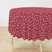 reindeer on holiday red linen
