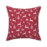 reindeer on holiday red linen