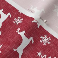 reindeer on holiday red linen