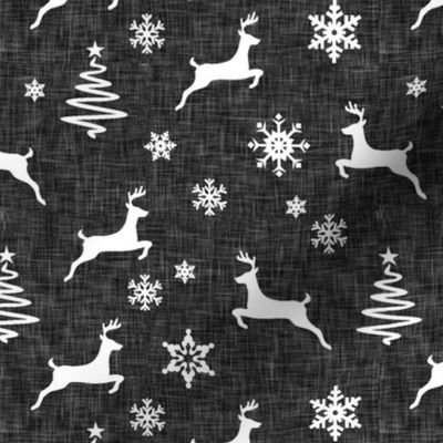 reindeer on dark grey linen