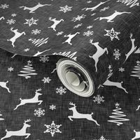 reindeer on dark grey linen