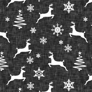 reindeer on dark grey linen