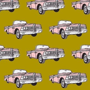 1959 Edsel Corsair convertible (pink on mustard green)