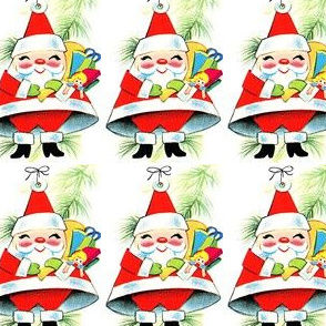 Merry Christmas Santa Claus trees leaf leaves toys baubles dolls gifts presents vintage retro kitsch  ornaments plants