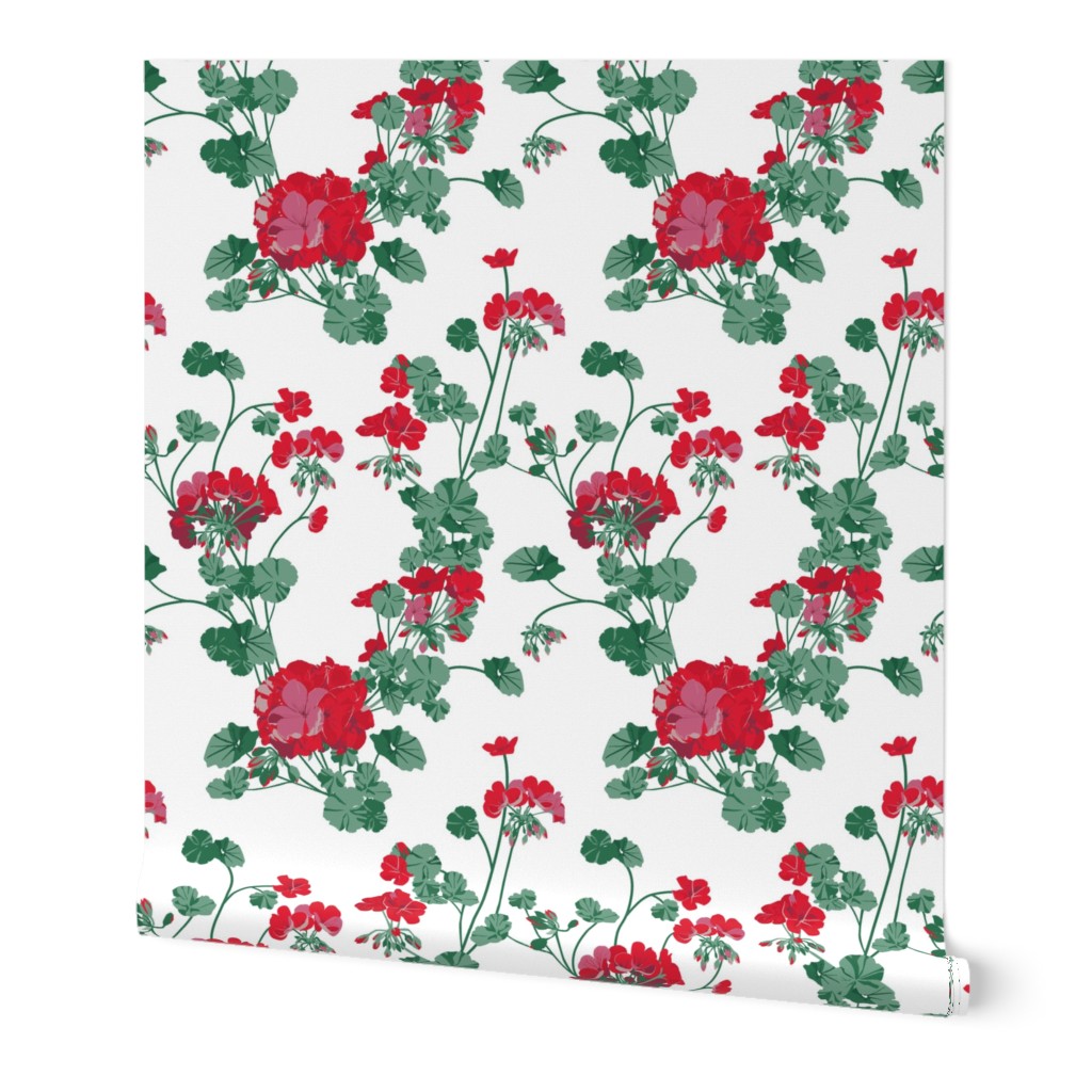 Red Geraniums (Small Pattern)