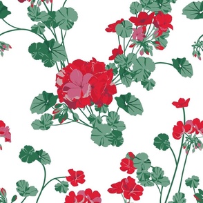 Red Geraniums (Small Pattern)