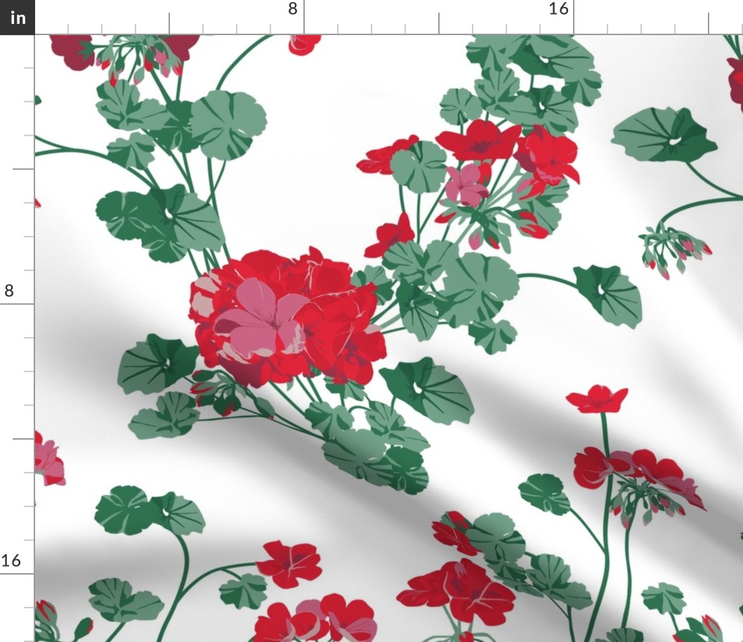 Red Geraniums (Small Pattern)