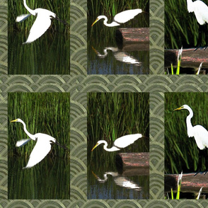 Egret_Tryptch_Quilt_Center