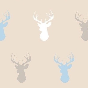 Deer-baby blue, white, tan, cream- CottonWood