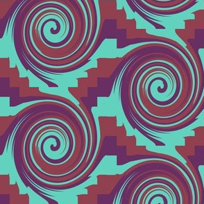 WD2 - Circles Rolling Downhill, with  Zigzag Spacers,  large, purple, teal, maroon
