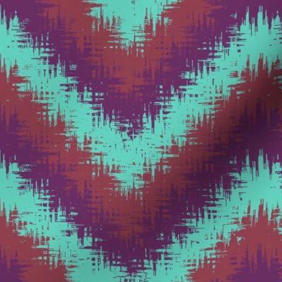 AWK3 -  Large - Digital  Bargello  Zigzag in Turquoise - Burgundy - Purple