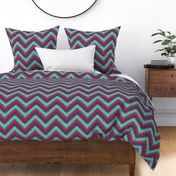 AWK3 -  Large - Digital  Bargello  Zigzag in Turquoise - Burgundy - Purple