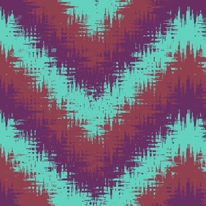 AWK3 -  Large - Digital  Bargello  Zigzag in Turquoise - Burgundy - Purple