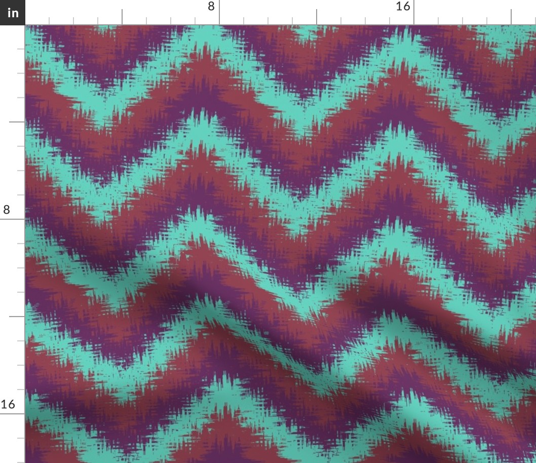 AWK3 -  Large - Digital  Bargello  Zigzag in Turquoise - Burgundy - Purple