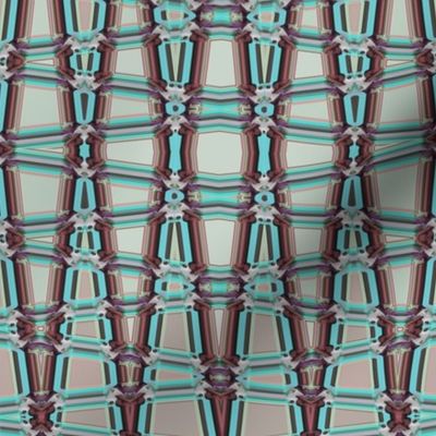 Medium - Smocked Geometric Trellis in Turquoise and Muted Burgundy Burgundy