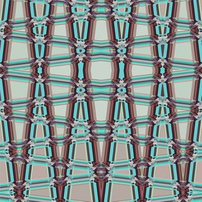 Medium - Smocked Geometric Trellis in Turquoise and Muted Burgundy Burgundy