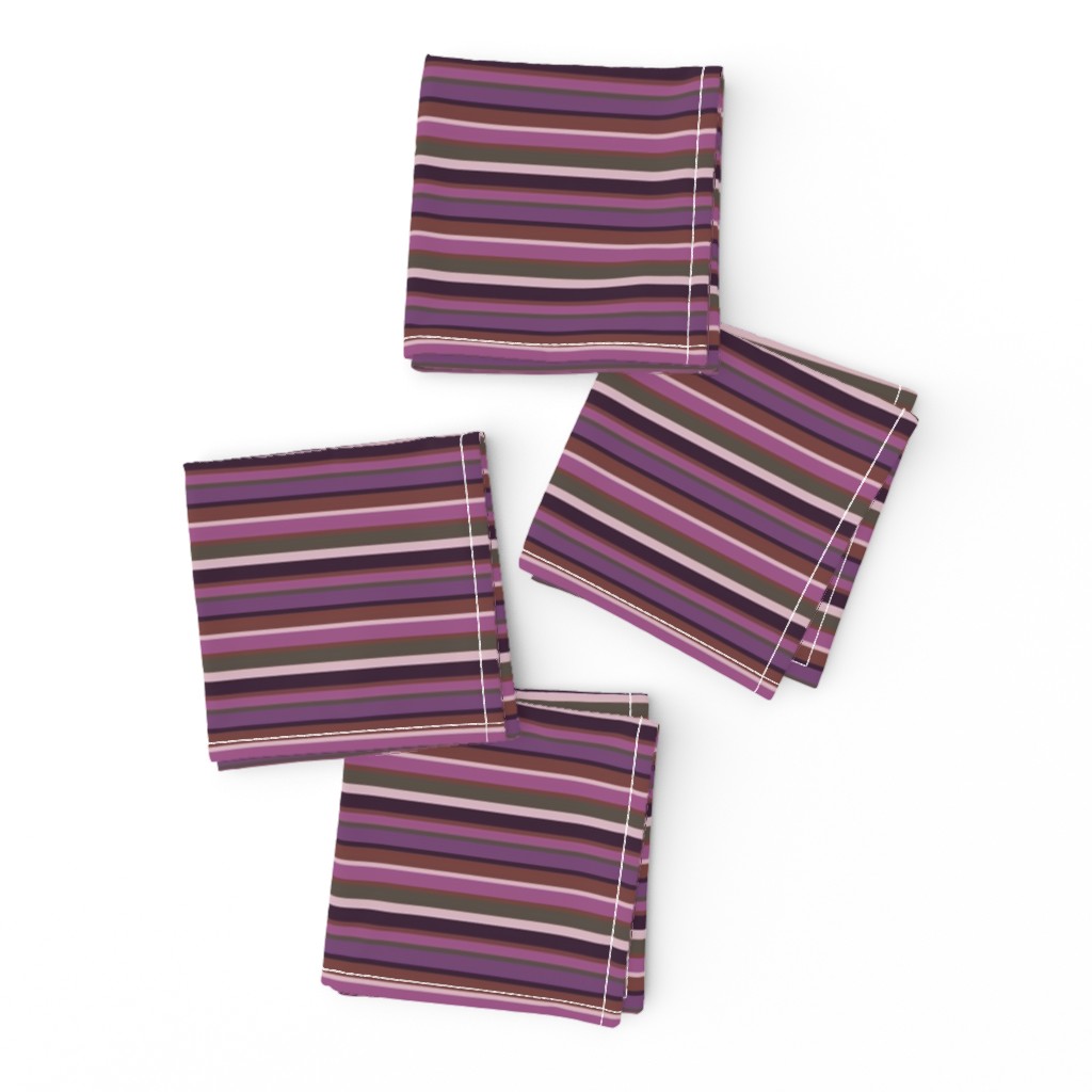 BN4 - Narrow Variegated Stripes in Mauve - Maroon - Burgundy - Olive - Lavender