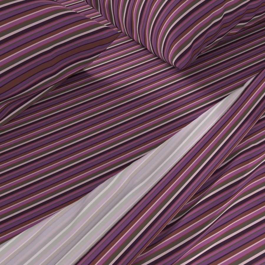 BN4 - Narrow Variegated Stripes in Mauve - Maroon - Burgundy - Olive - Lavender