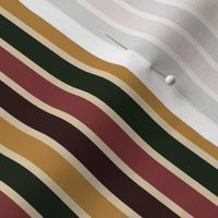 BN2 - Variegated Stripe in Forest Green - Caramel Tan - Mauve - Burgundy Brown