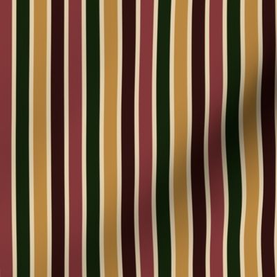 BN2 - Variegated Stripe in Forest Green - Caramel Tan - Mauve - Burgundy Brown