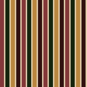 BN2 - Variegated Stripe in Forest Green - Caramel Tan - Mauve - Burgundy Brown