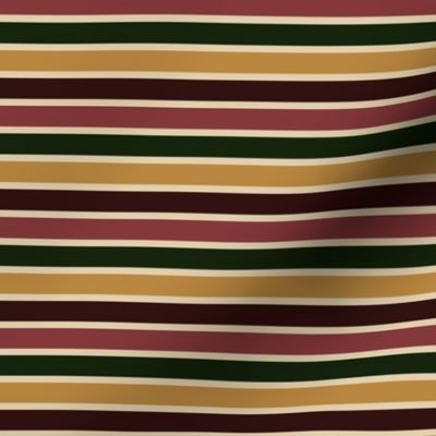 BN2 - Variegated  Stripe in Forest Green - Caramel Tan - Mauve - Burgundy Brown  - Crosswise