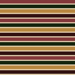 BN2 - Variegated  Stripe in Forest Green - Caramel Tan - Mauve - Burgundy Brown  - Crosswise