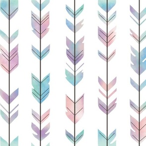 Watercolor Arrow Feather - multi pastel