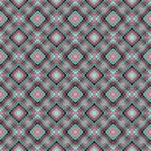 AW3 -  Small - Textured Granny Square Diamonds on Point - Aquamarine - Purple - Burgundy