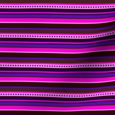 BN7- Narrow Variegated Stripes in Pink - Purple - Burgundy - Maroon - Crrosswise