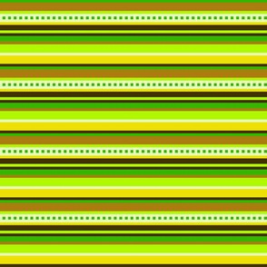 BN5 - Narrow Hybrid Stripes in Yellow - Green - Brown - Crosswise