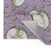 Unicorn Yin Yang with Love Hearts on Purple