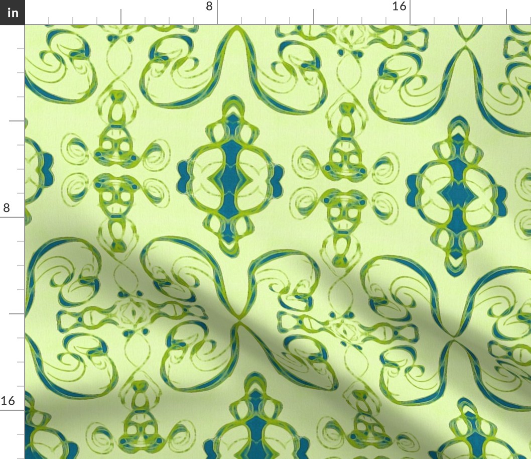 Green blue damask