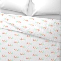 Sunset Mountains in Coral Peach Mint Gold